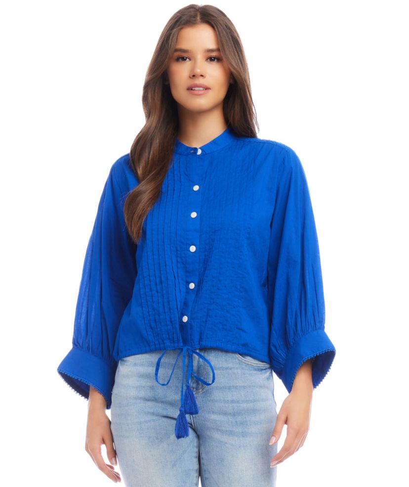 Lace Trim Drawstring Top