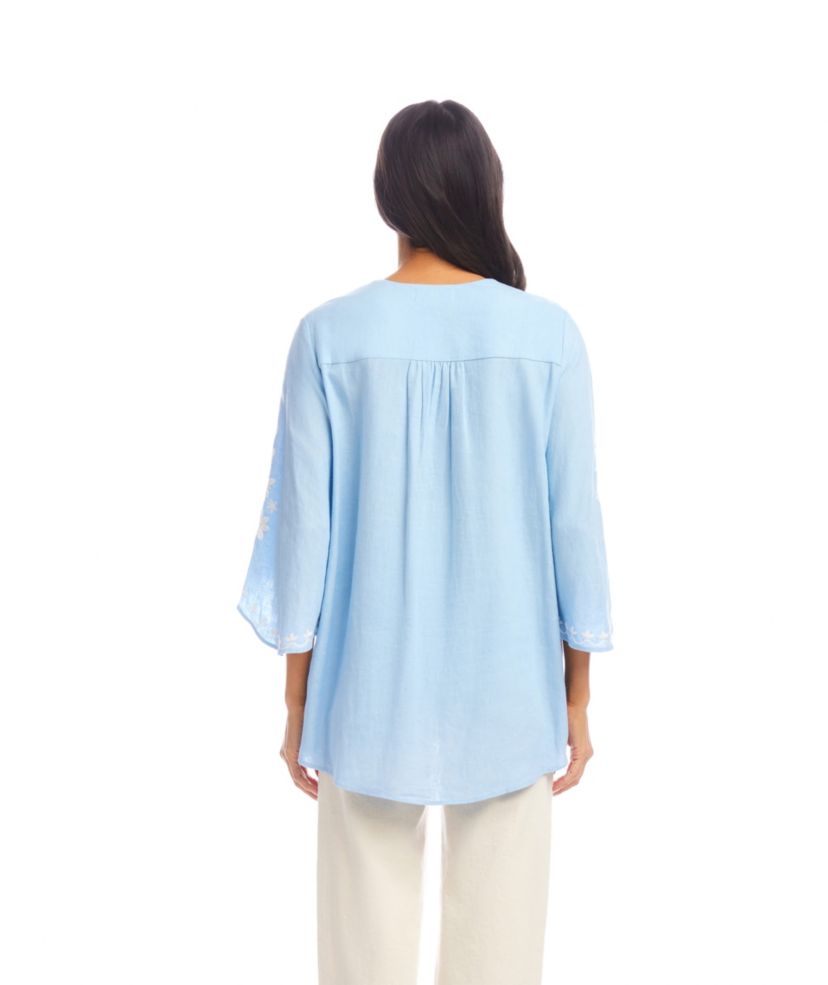 Bracelet Sleeve Embroidered Asymmetric Top