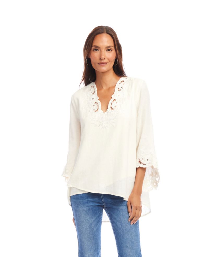 Bracelet Sleeve Embroidered Asymmetric Top