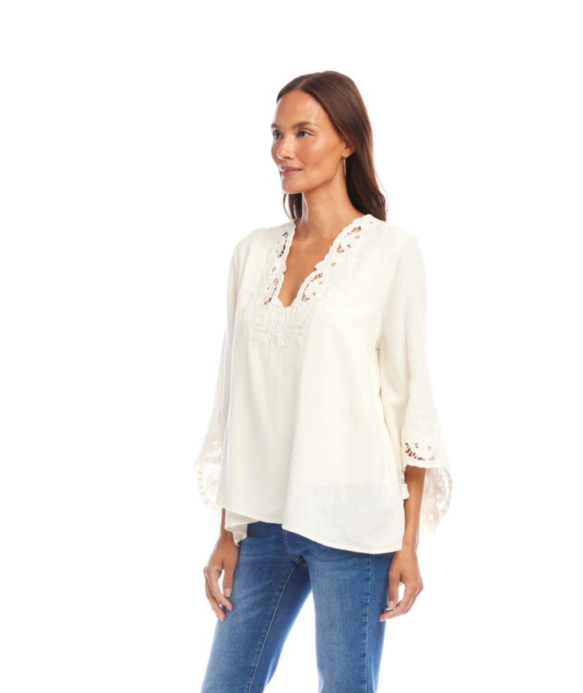 Bracelet Sleeve Embroidered Asymmetric Top