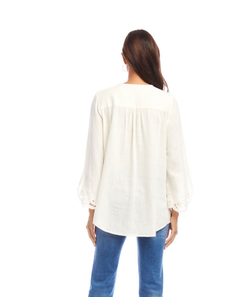 Bracelet Sleeve Embroidered Asymmetric Top