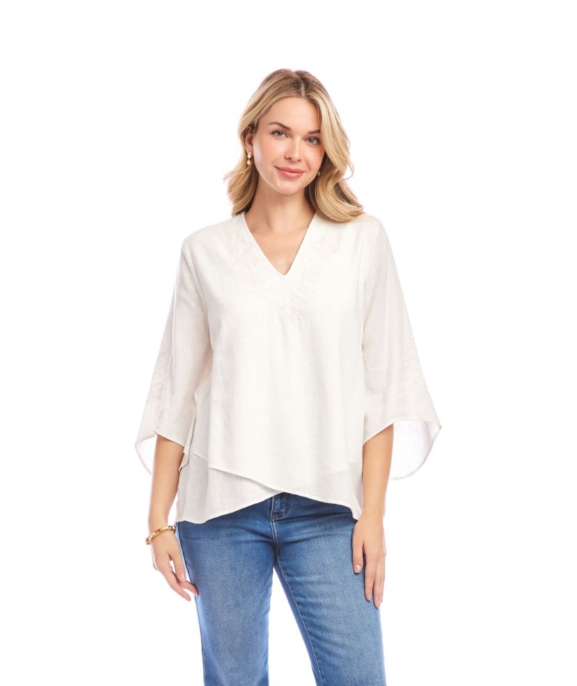 Bracelet Sleeve Embroidered Asymmetric Top
