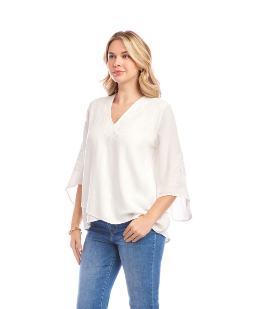 Bracelet Sleeve Embroidered Asymmetric Top