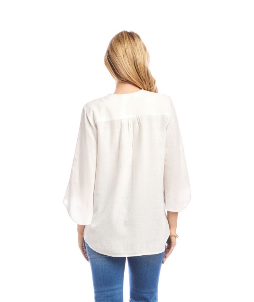 Bracelet Sleeve Embroidered Asymmetric Top