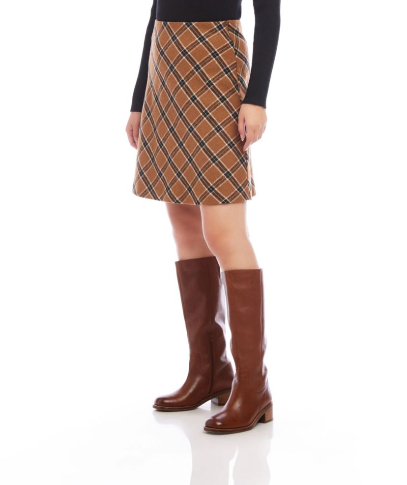 Bias Cut Plaid Skirt