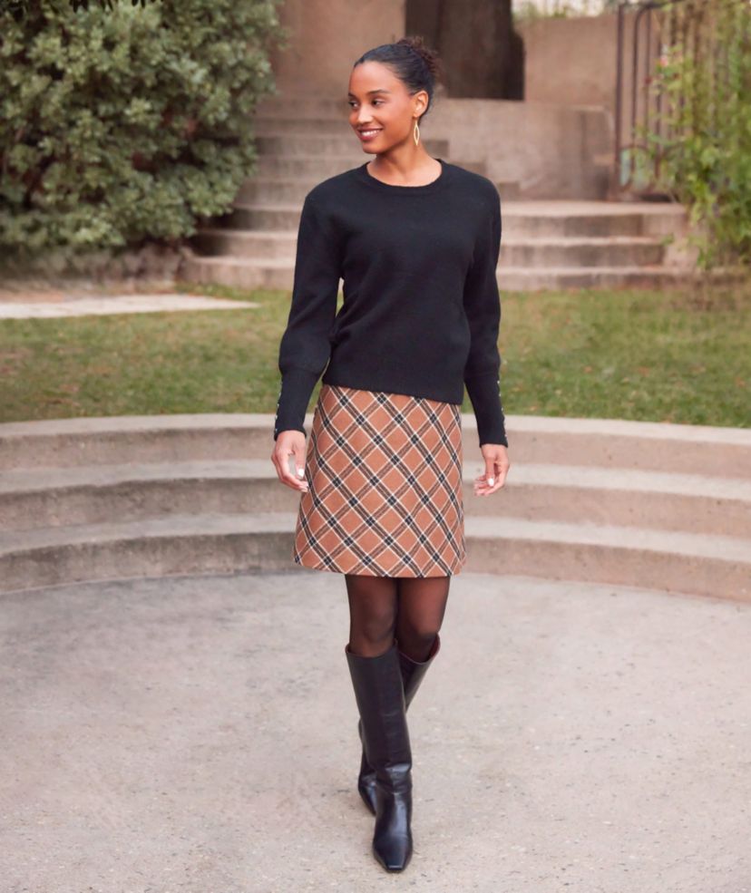 Bias Cut Plaid Skirt