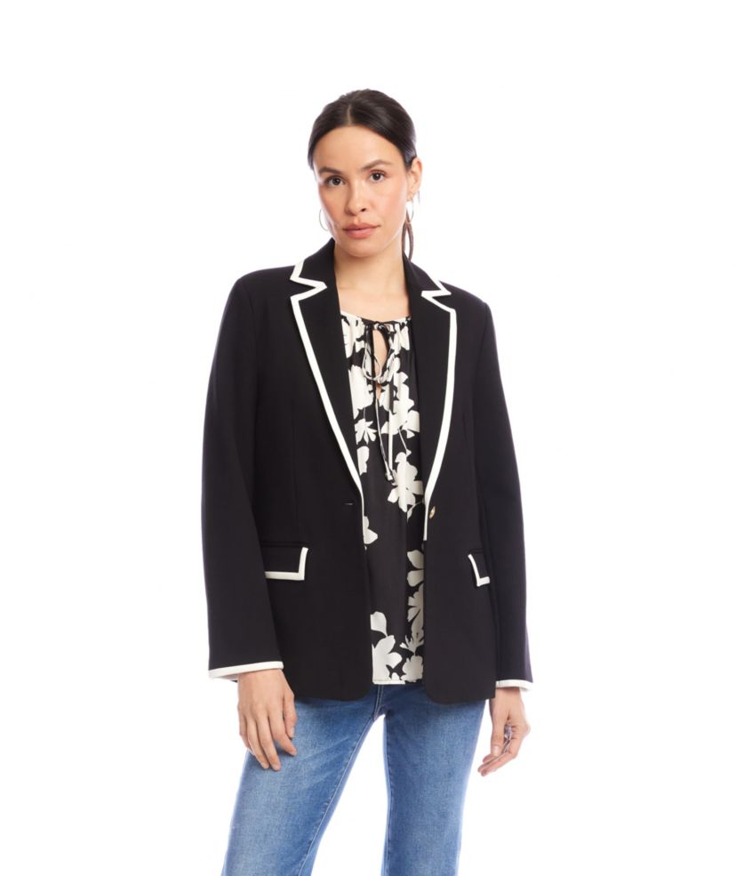 Contrast Ponte Knit Blazer