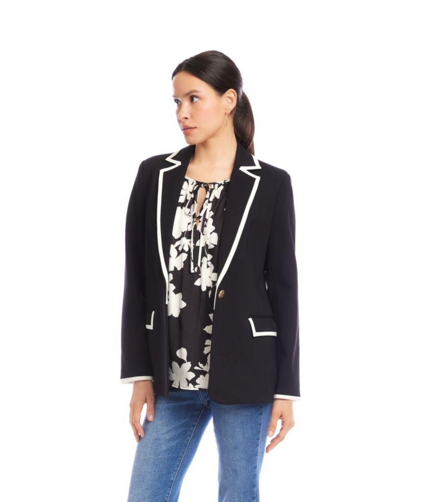 Contrast Ponte Knit Blazer