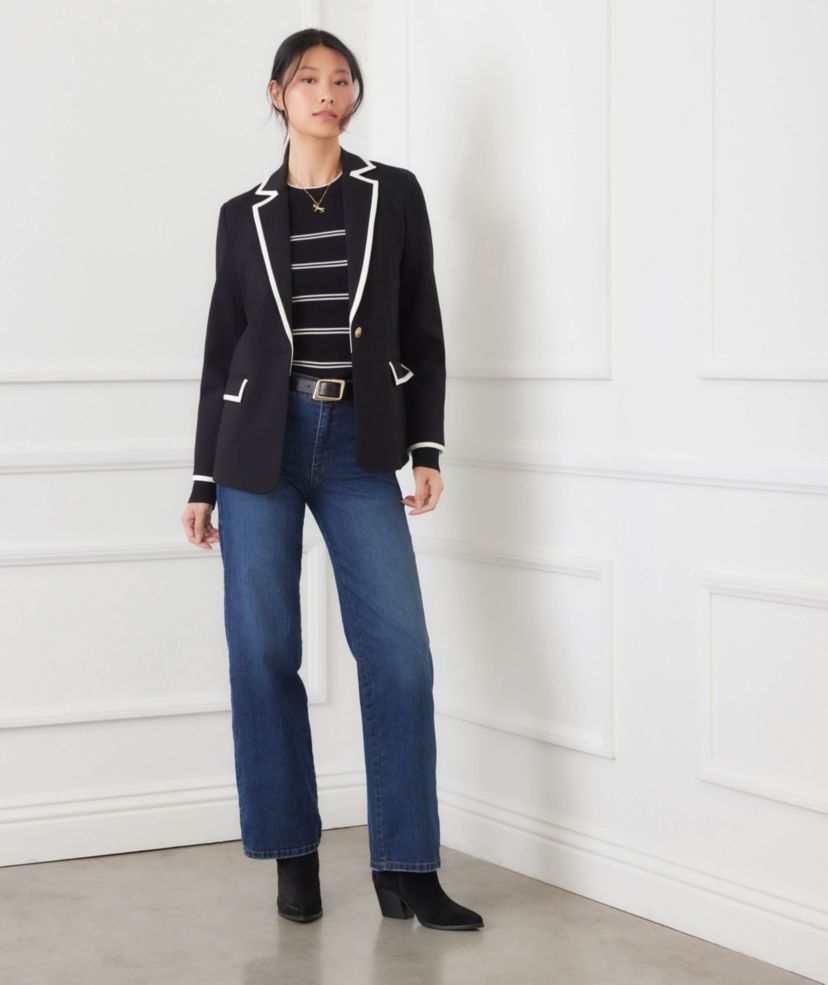 Contrast Ponte Knit Blazer