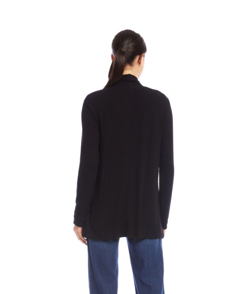 Long Sleeve Ribbed Drape Front Cardigan