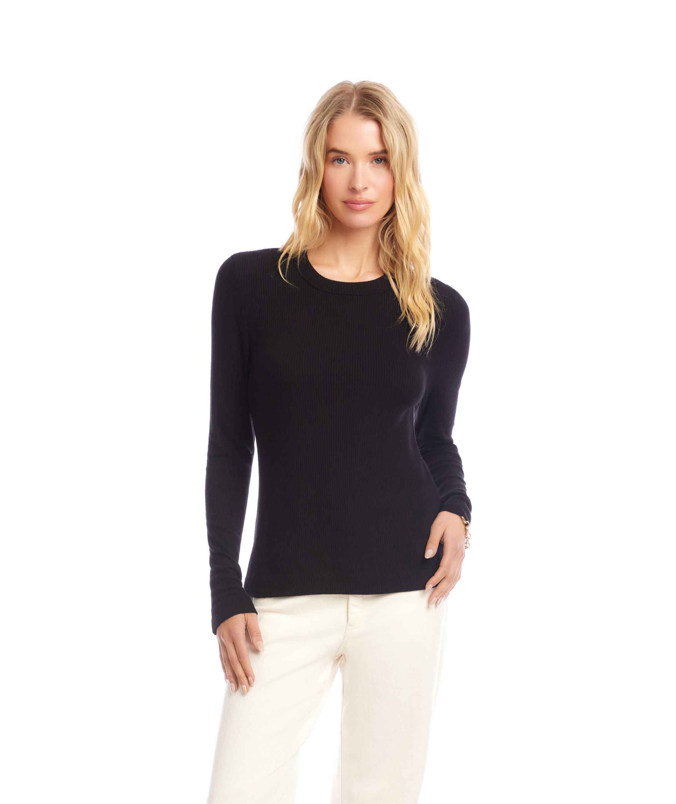 Long Sleeve Ribbed Crewneck Top