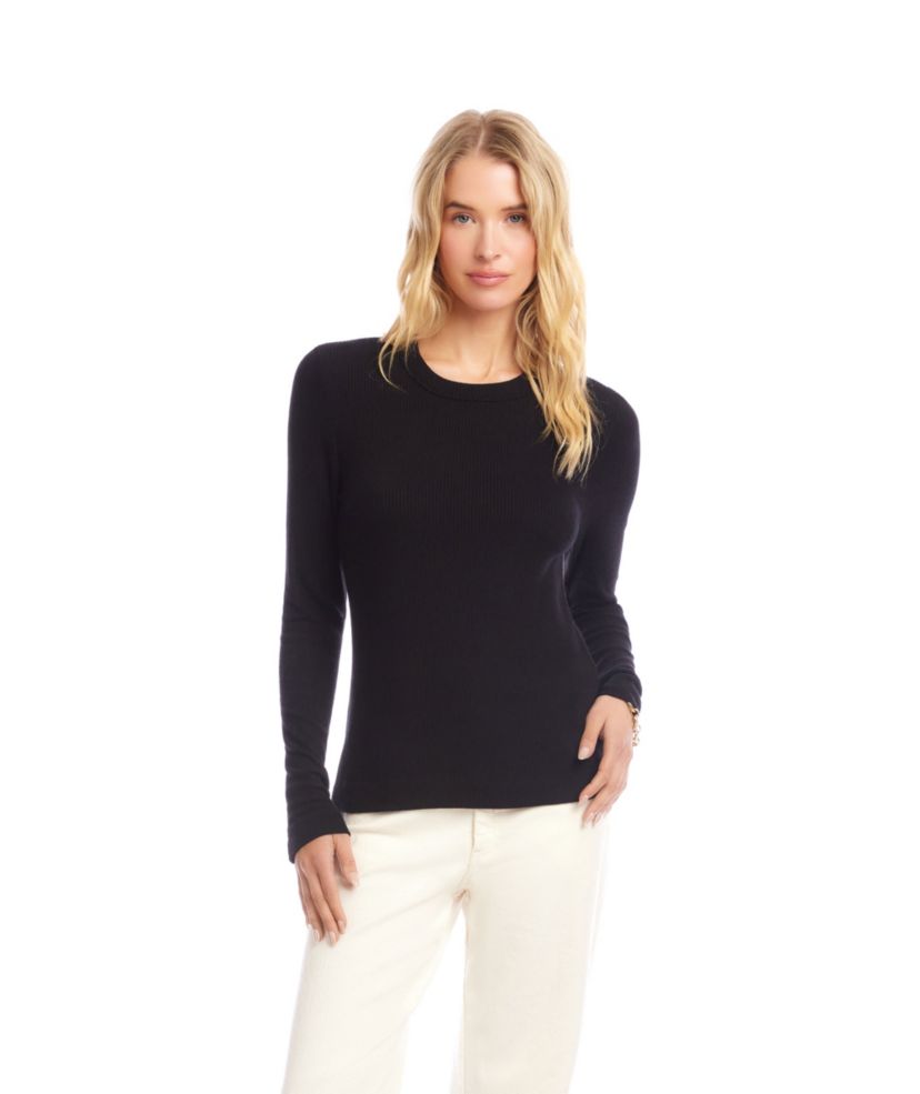 Long Sleeve Ribbed Crewneck Top