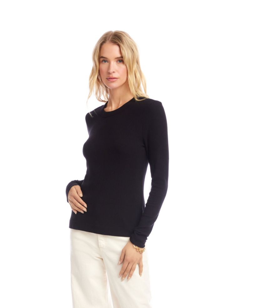 Long Sleeve Ribbed Crewneck Top
