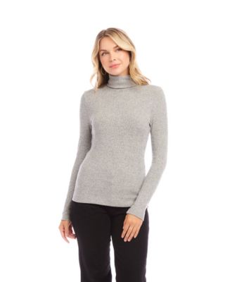 Karen Kane Women's Ribbed Turtleneck Top, Gray, Small