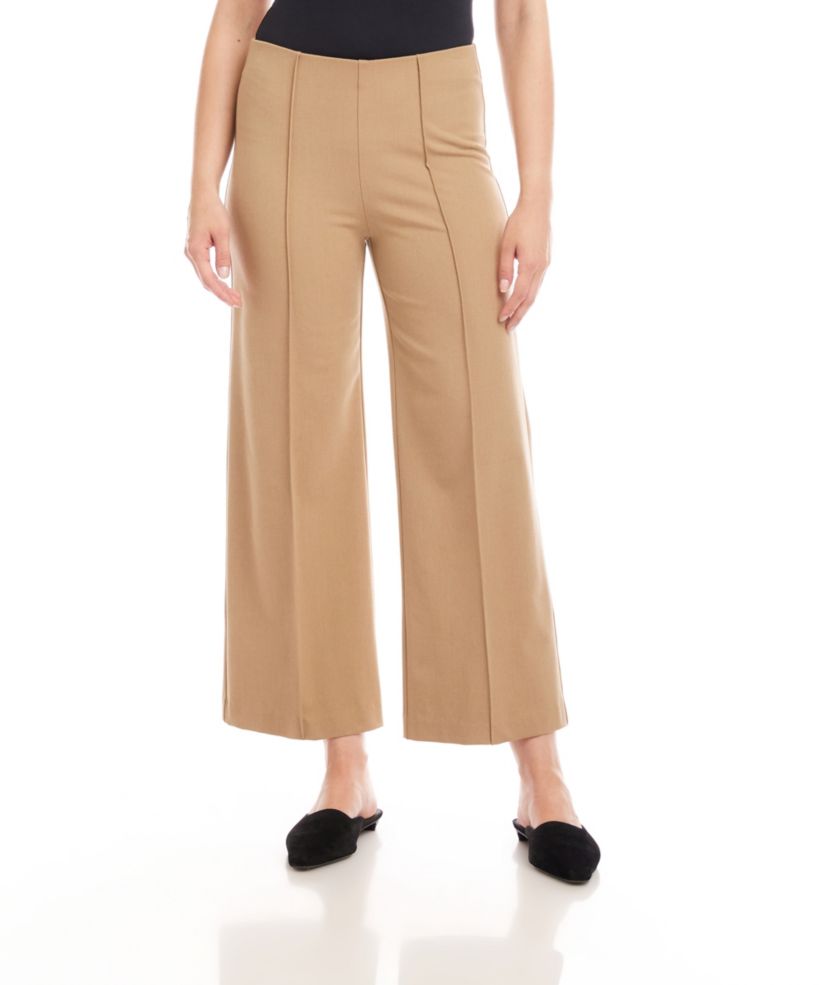 Cropped Pintuck Wide-Leg Pants