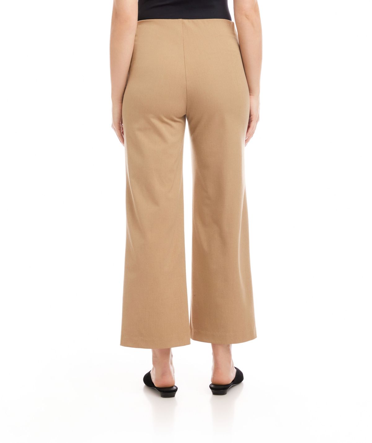 Cropped Pintuck Wide-Leg Pants