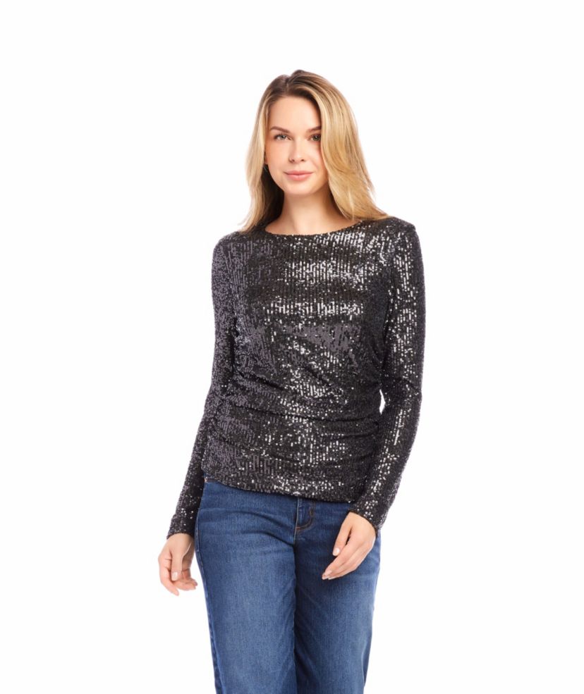 Sequin Side Shirred Top