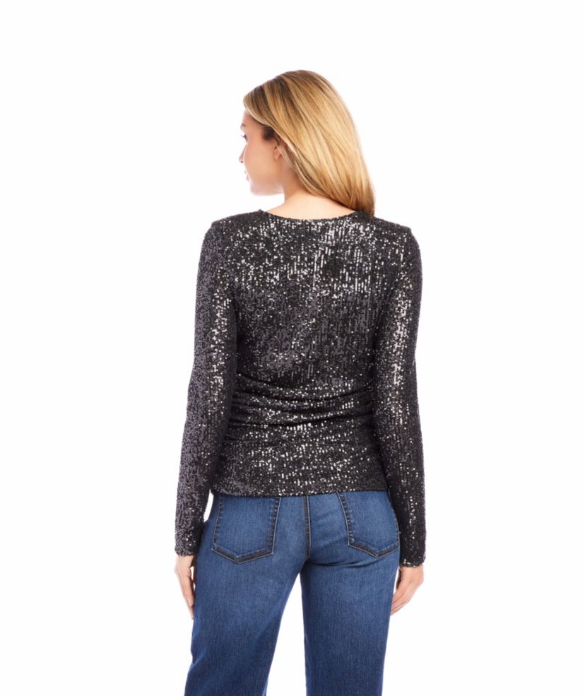 Sequin Side Shirred Top