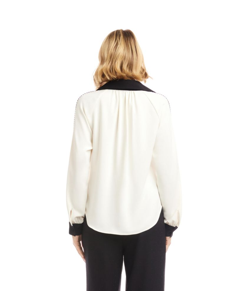 Long Sleeve Colorblock Edge Stitch Top