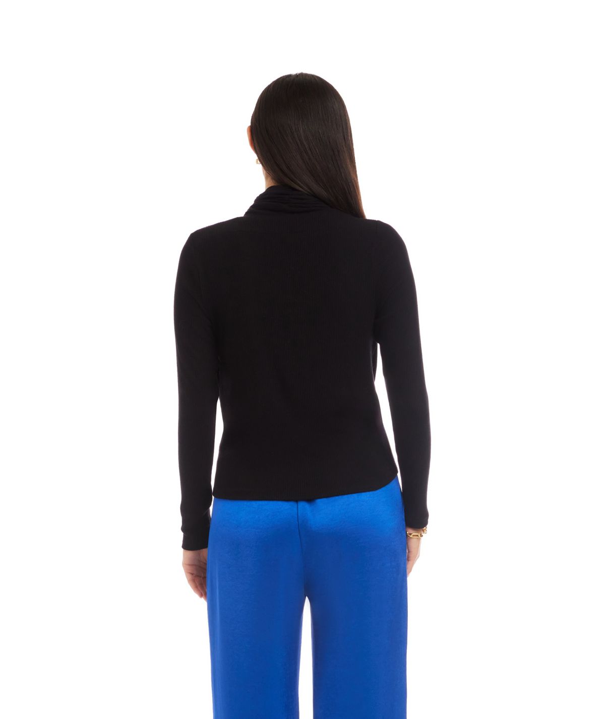 Long Sleeve Ribbed Drape Front Crossover Top