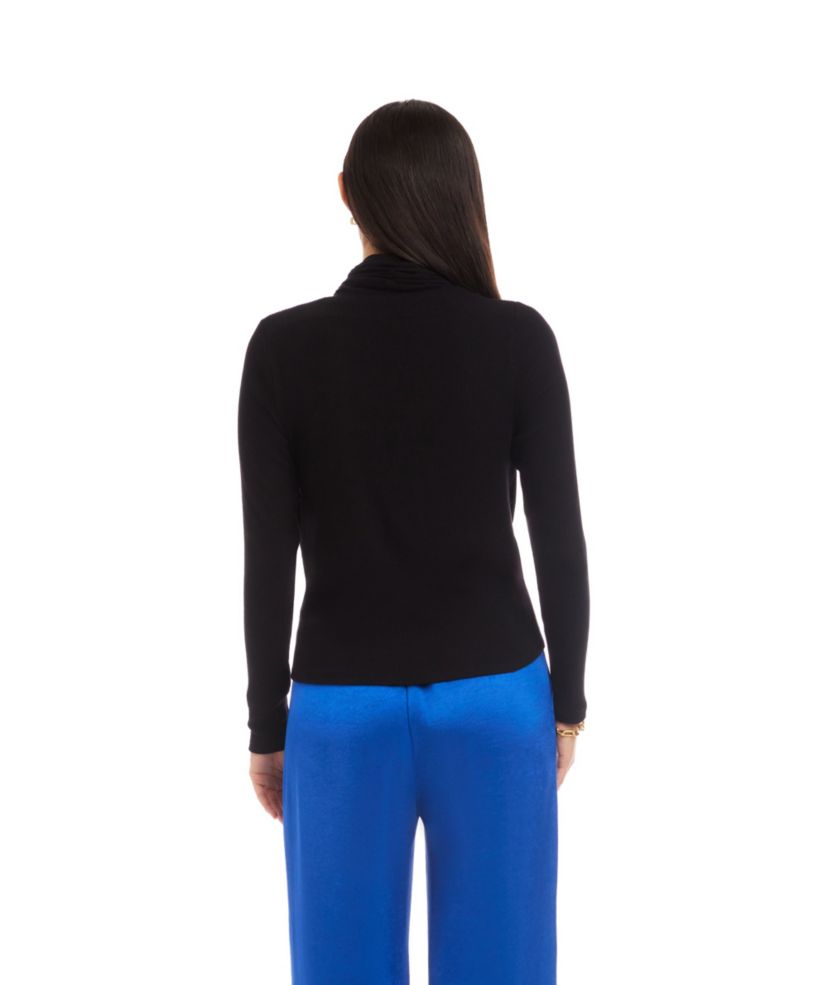 Long Sleeve Ribbed Drape Front Crossover Top