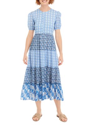 knee length dresses for ladies DAPHNE MIDI DRESS HANIA BLUE  Ros-Garden