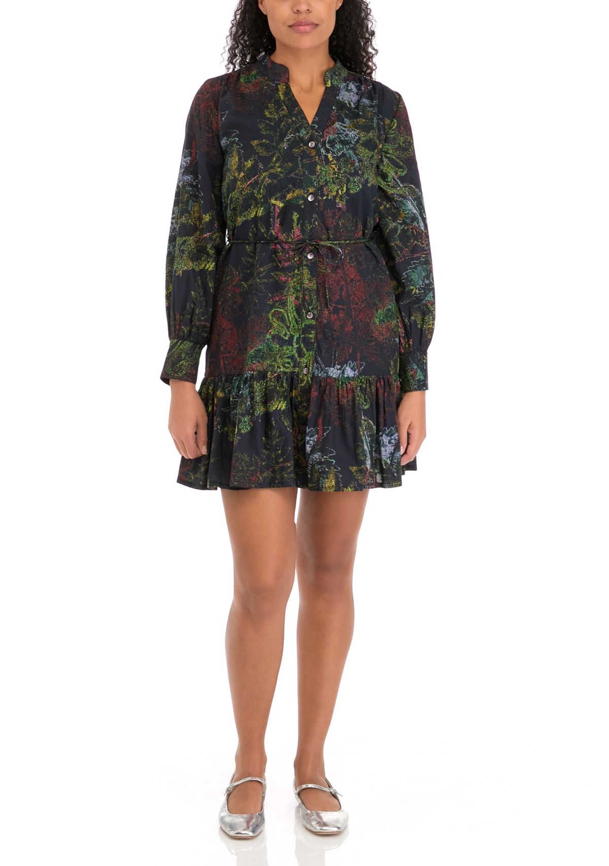 Womens Ines Long Sleeve Short Dress