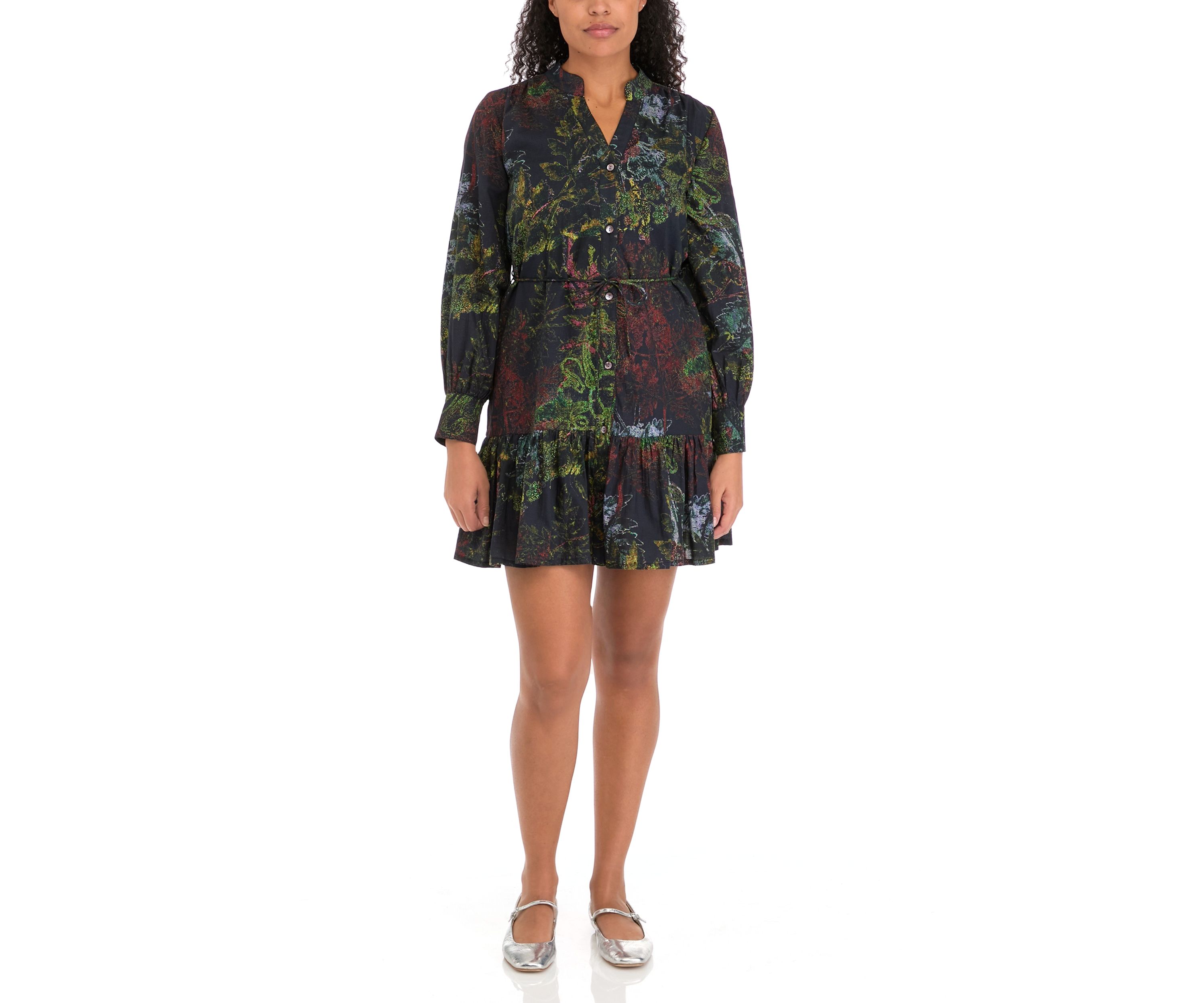 Womens Ines Long Sleeve Short Dress