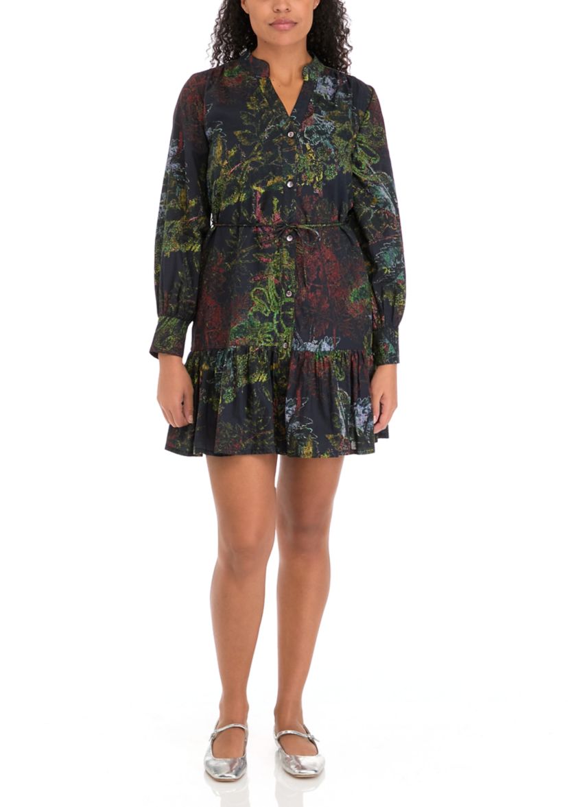 Womens Ines Long Sleeve Short Dress