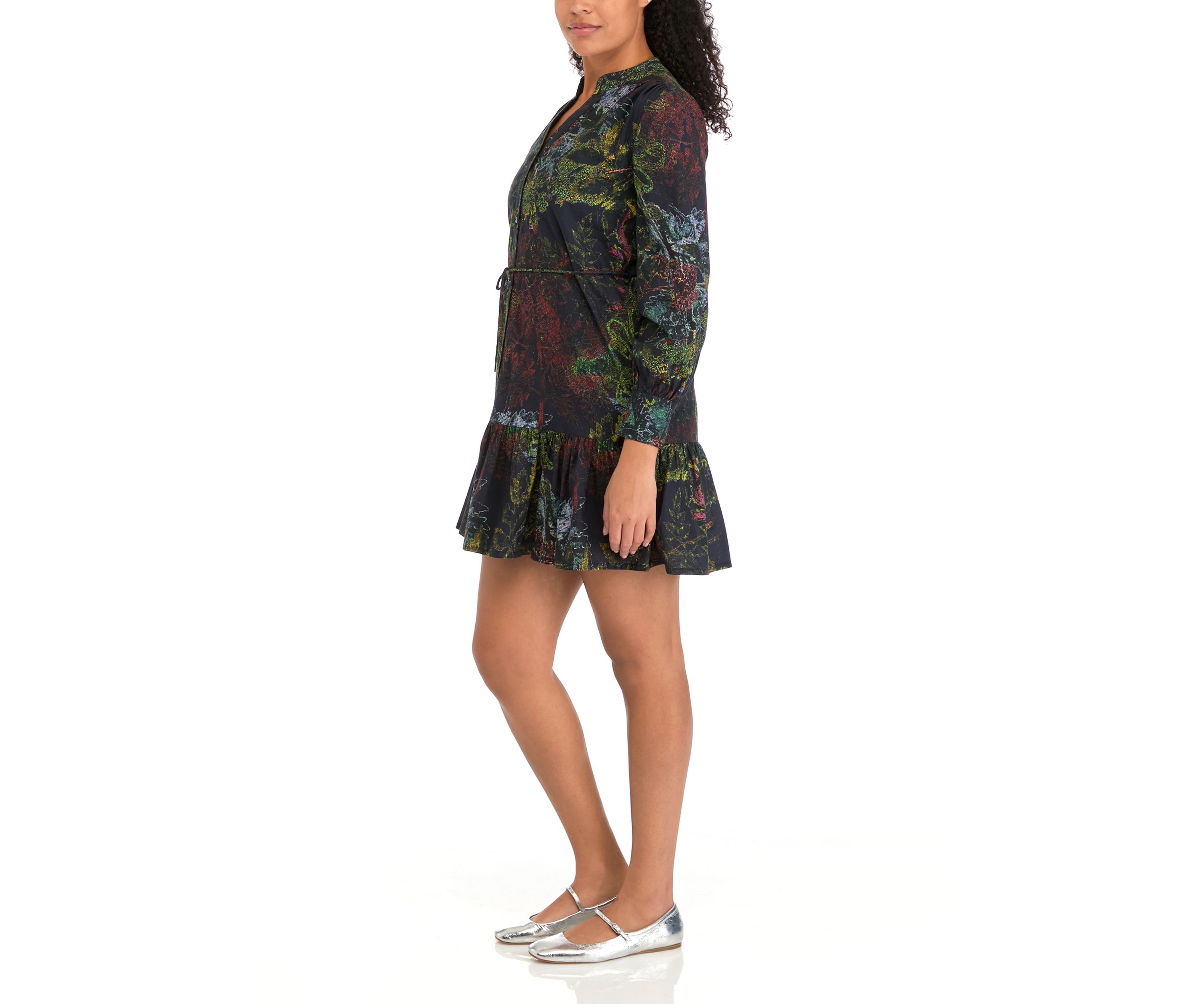 Womens Ines Long Sleeve Short Dress