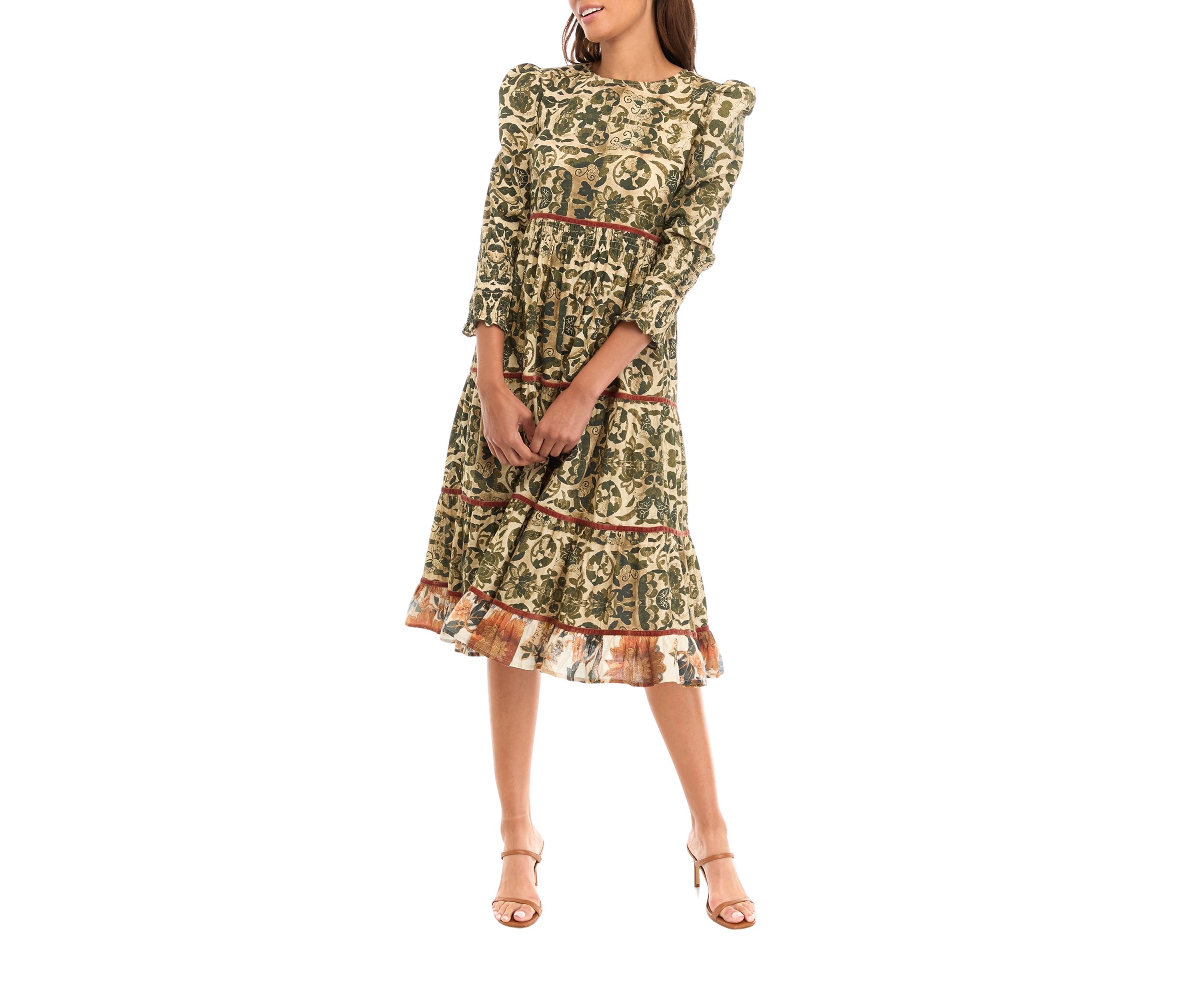 Womens Robin Printed Midi Dress