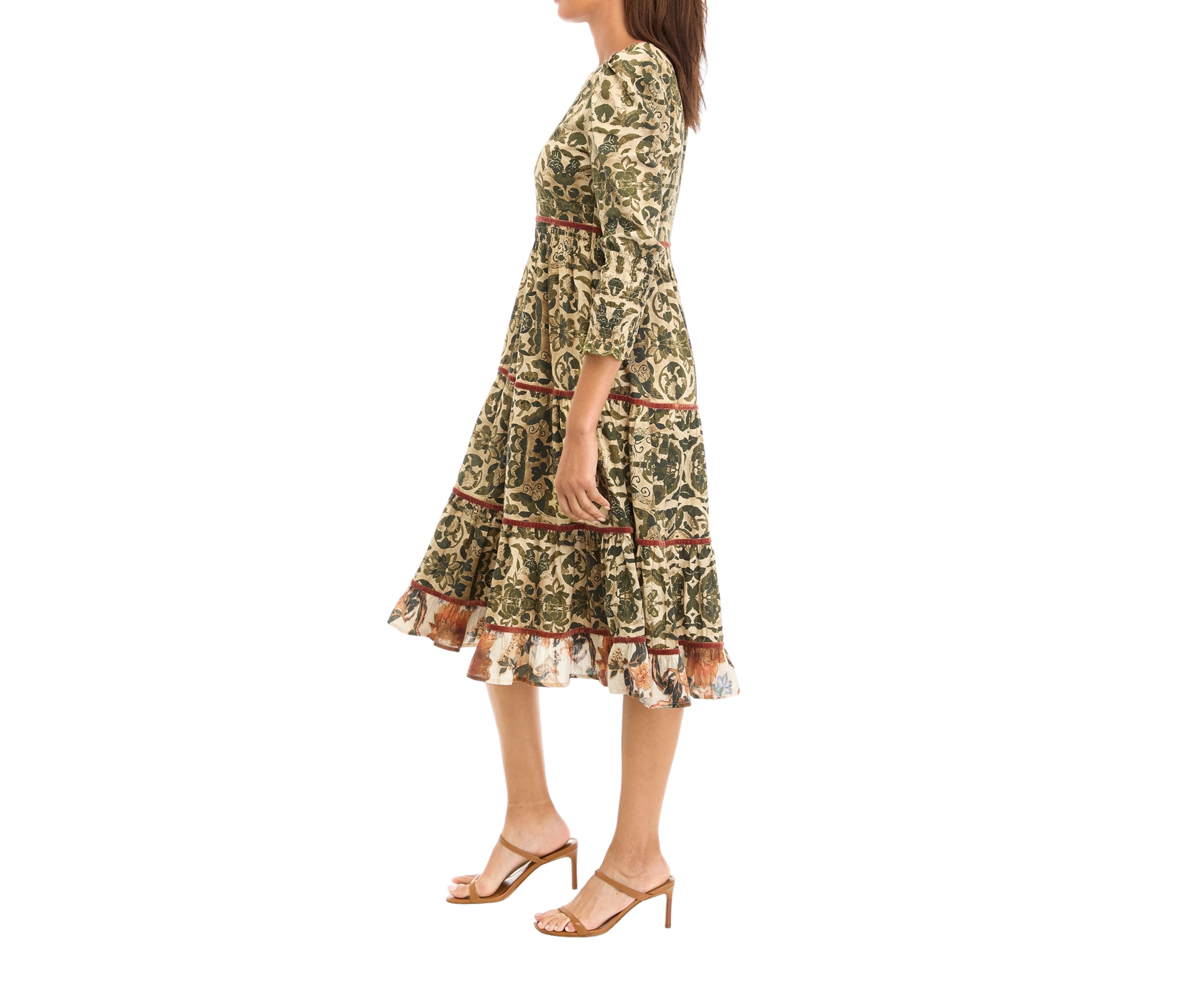 Womens Robin Printed Midi Dress