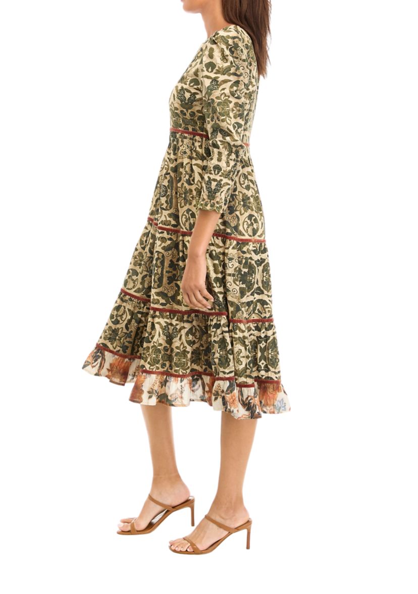 Womens Robin Printed Midi Dress