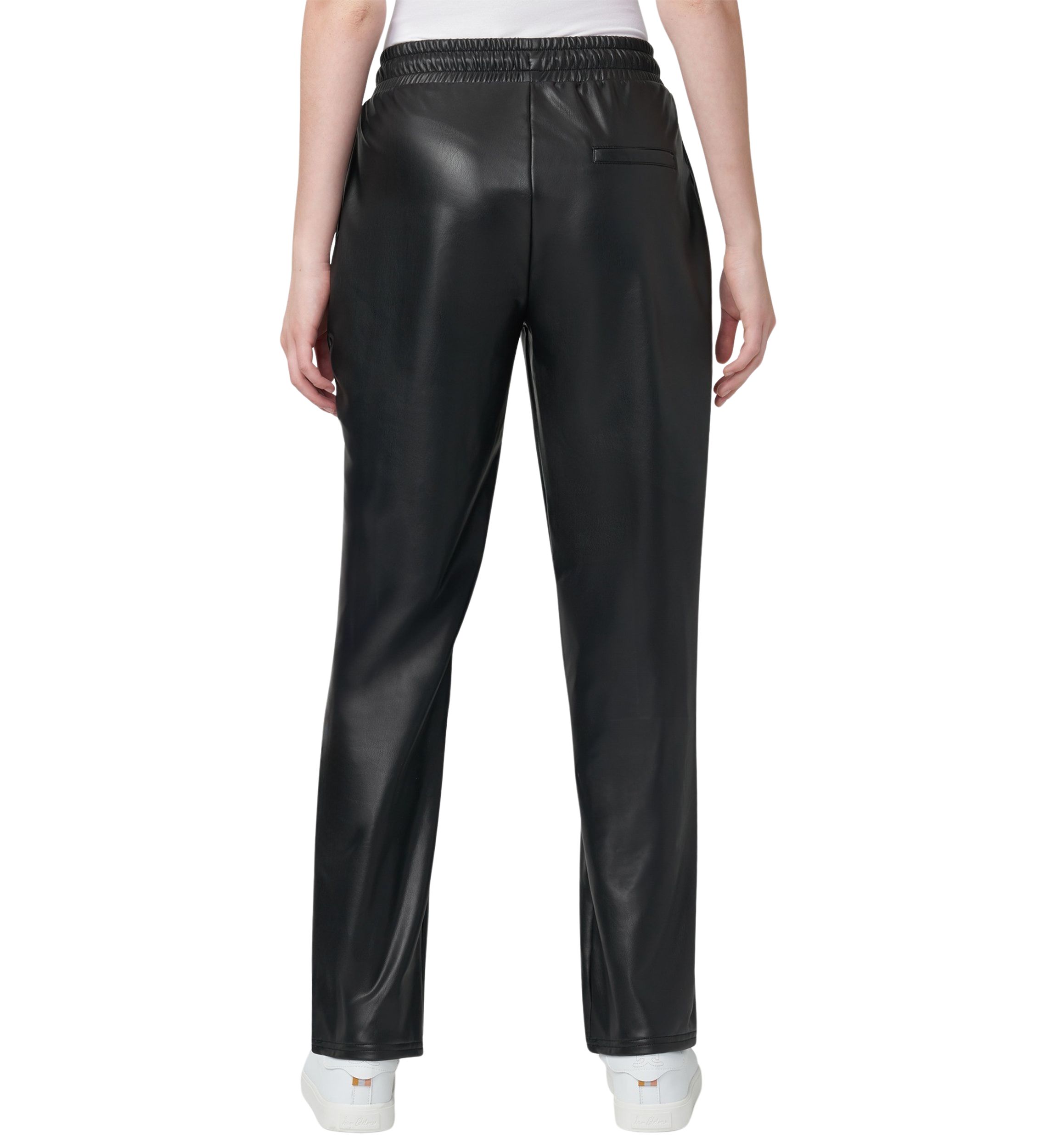 Womens High Rise Straight Leather Pants