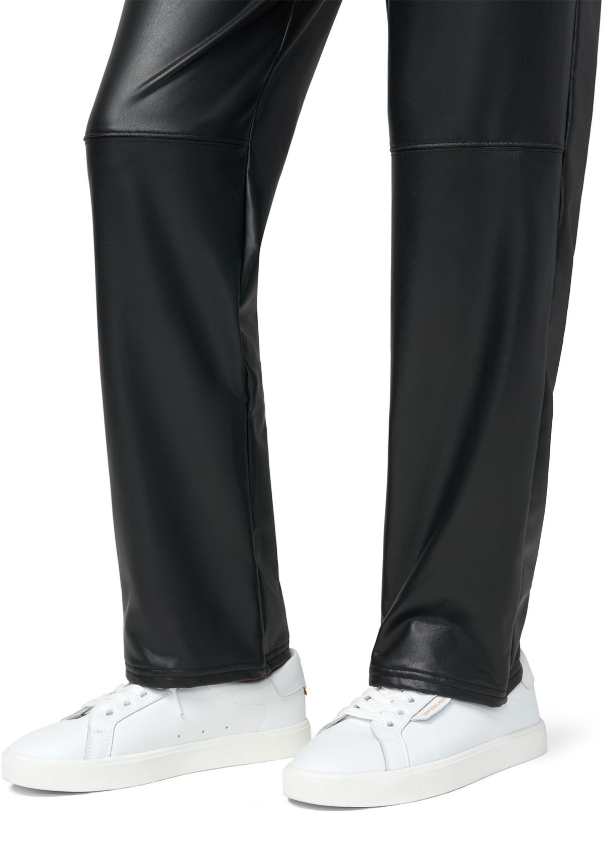 Womens High Rise Straight Leather Pants