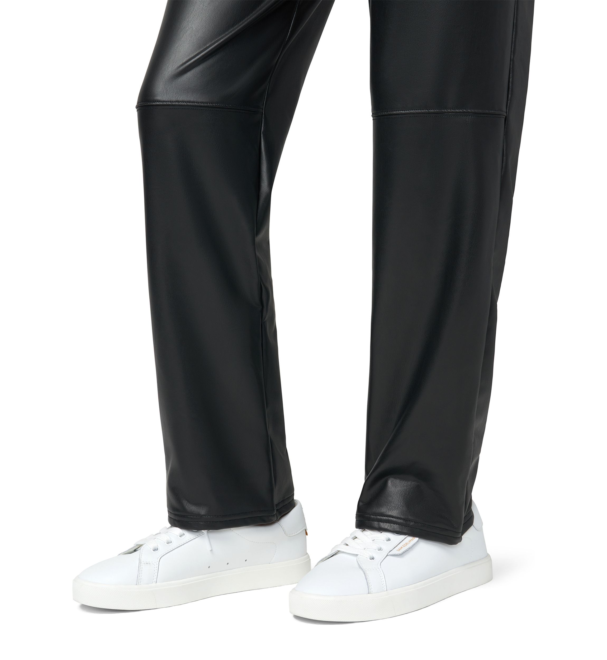 Womens High Rise Straight Leather Pants
