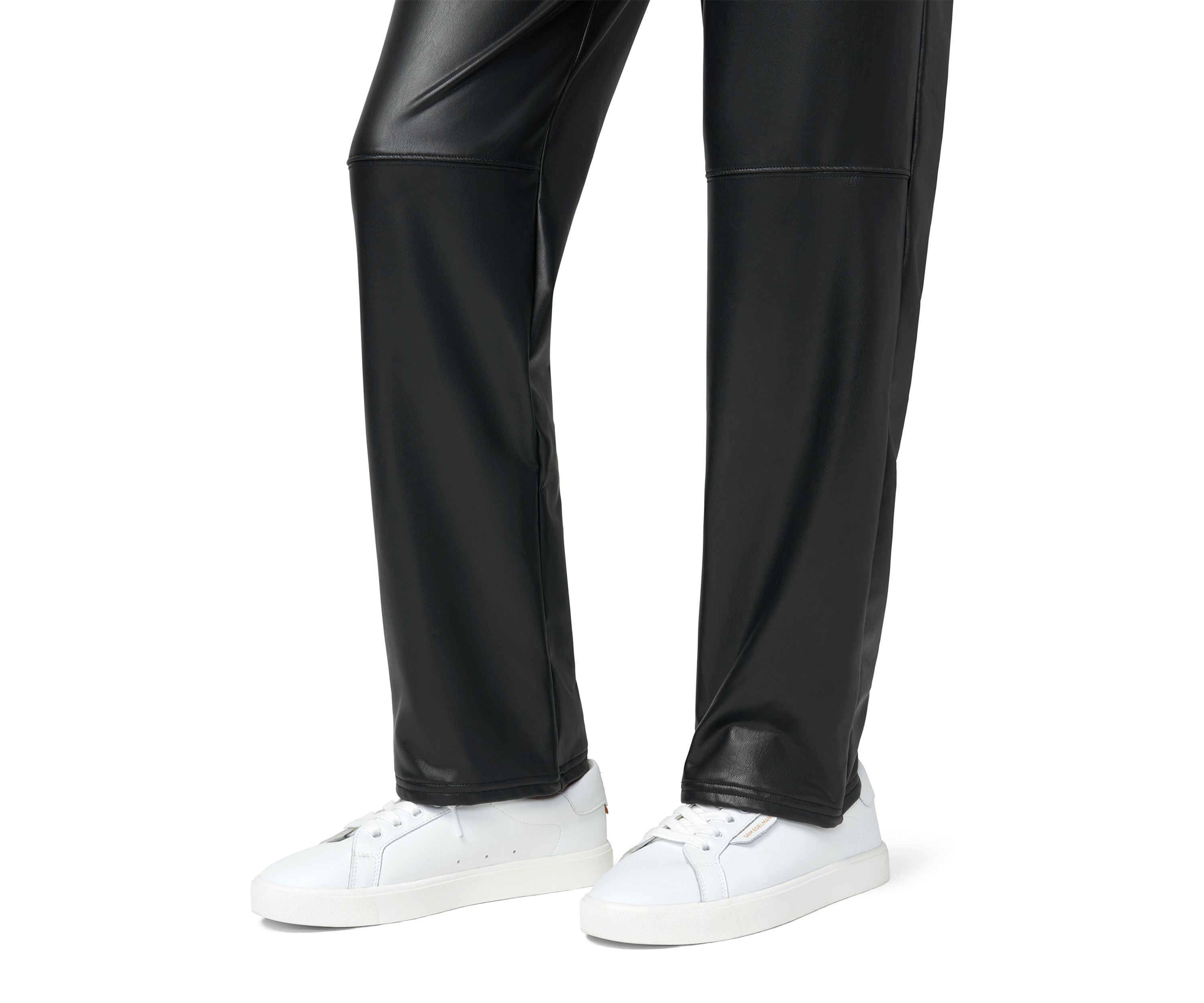 Womens High Rise Straight Leather Pants