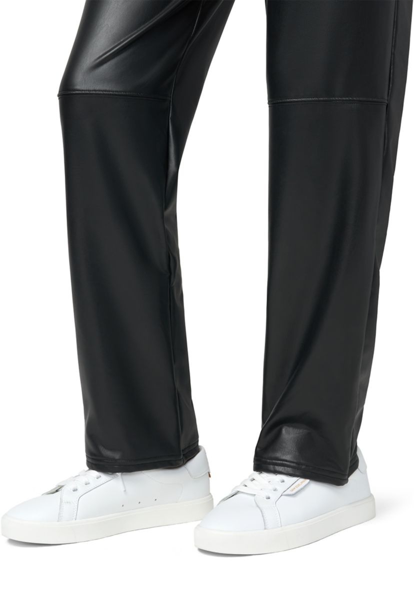 Womens High Rise Straight Leather Pants