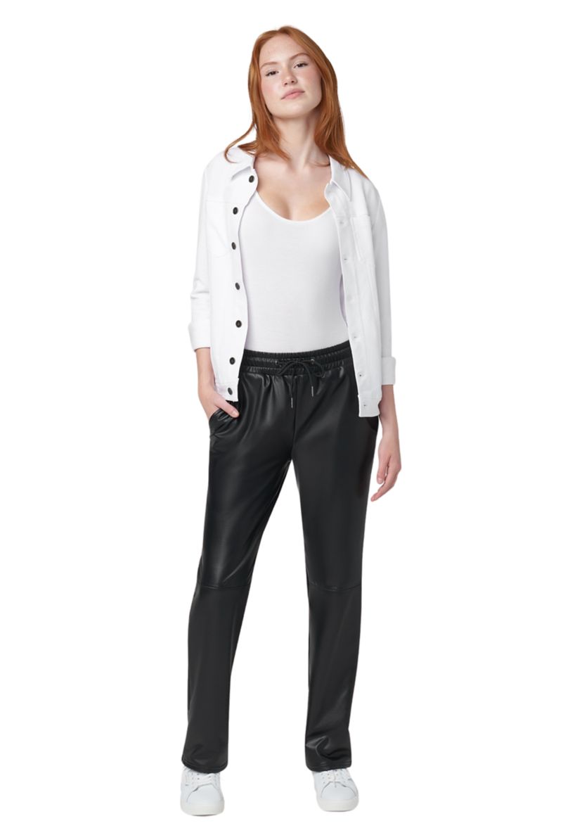 Womens High Rise Straight Leather Pants