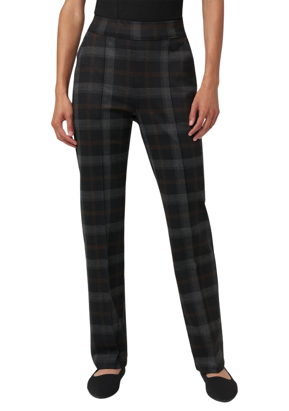 Womens Pull On Plaid Printed Pants
