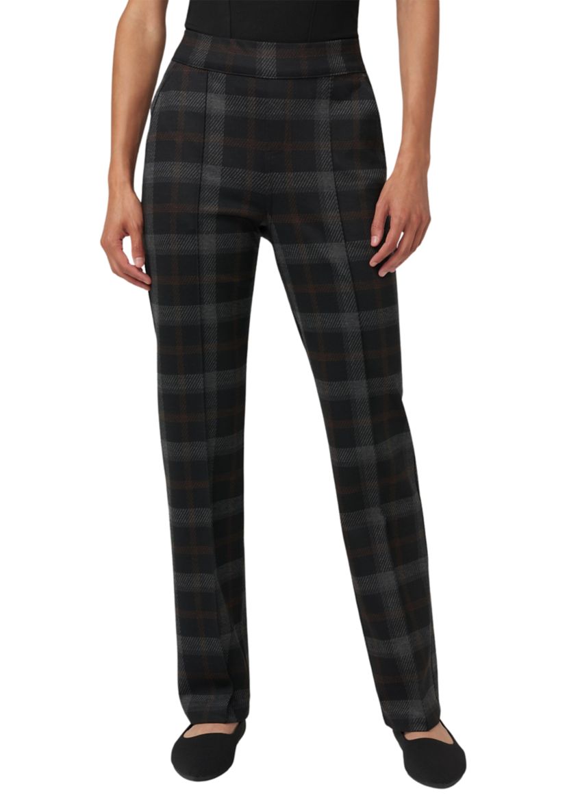 Womens Pull On Plaid Printed Pants