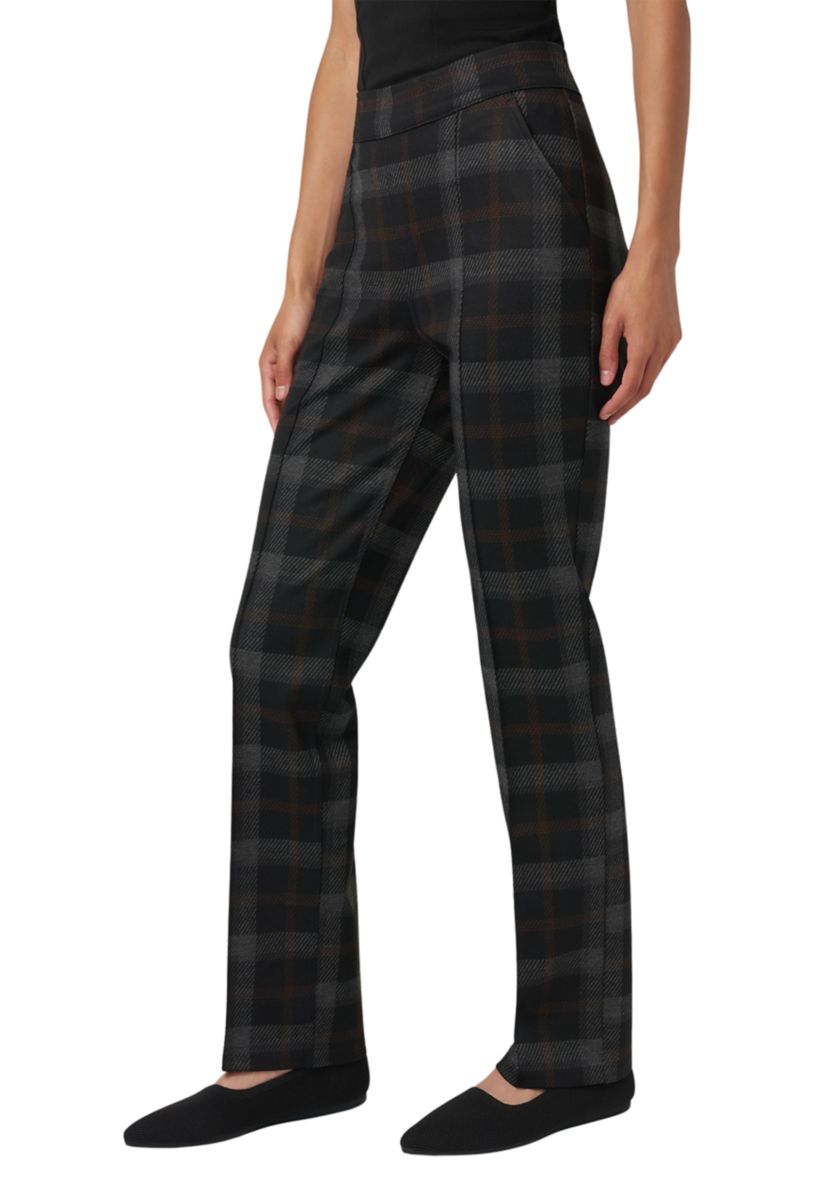 Womens Pull On Plaid Printed Pants