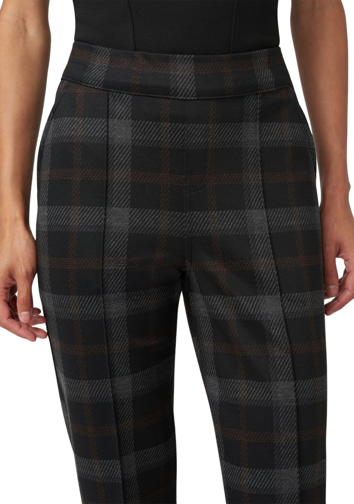 Womens Pull On Plaid Printed Pants