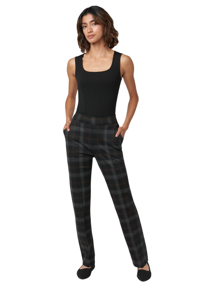 Womens Pull On Plaid Printed Pants