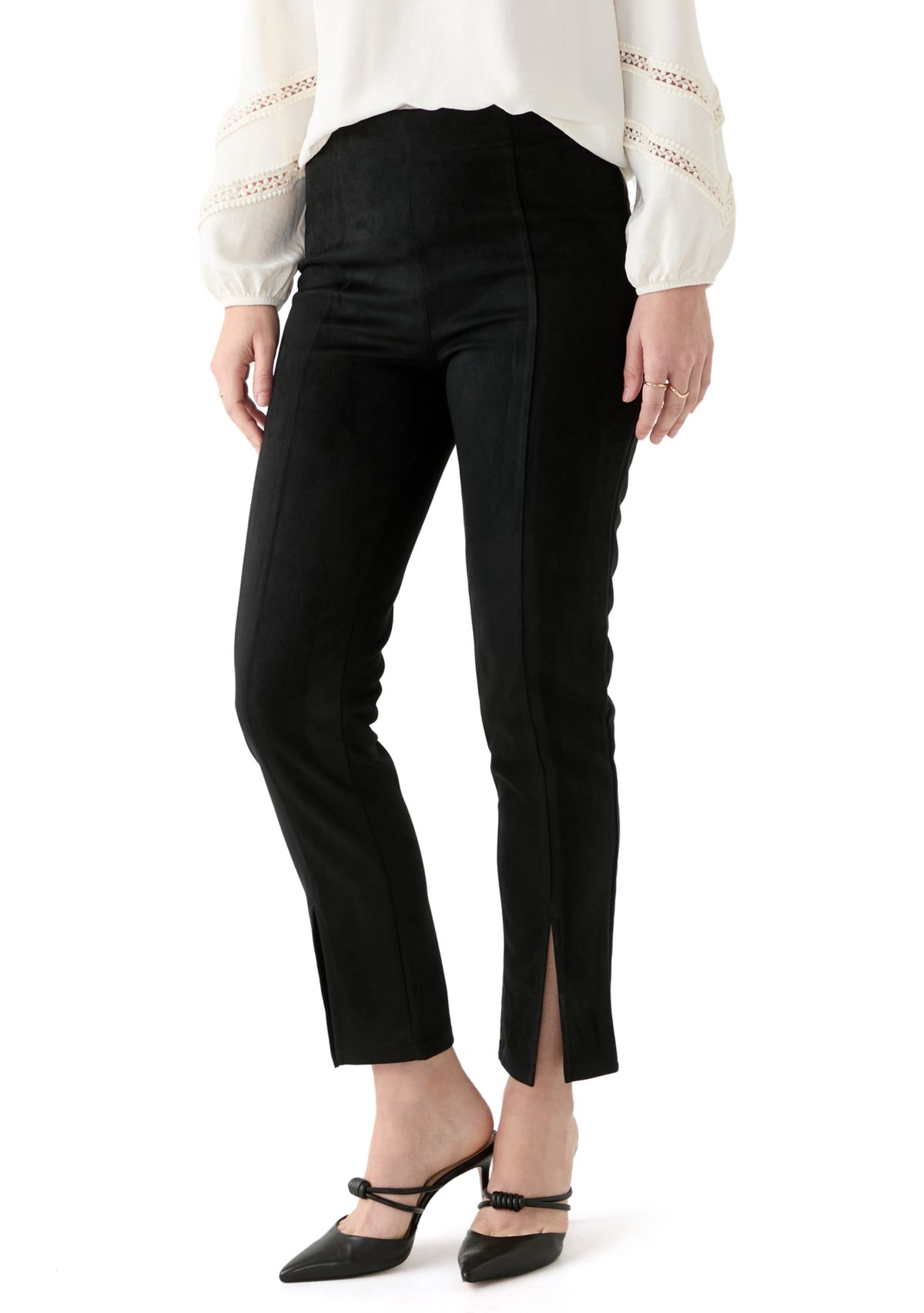 Womens High Rise Suede Straight Leg Leggings