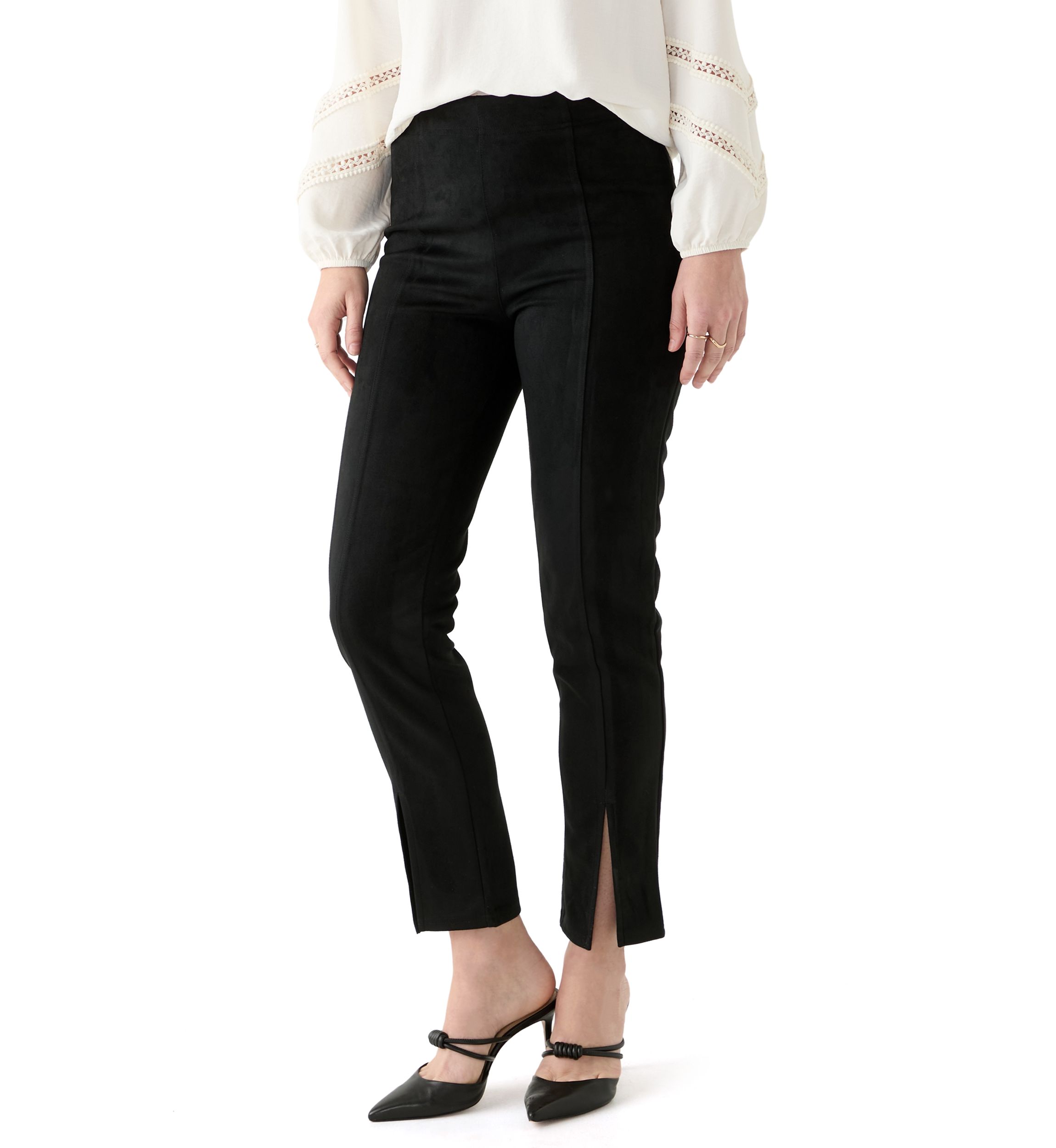 Womens High Rise Suede Straight Leg Leggings