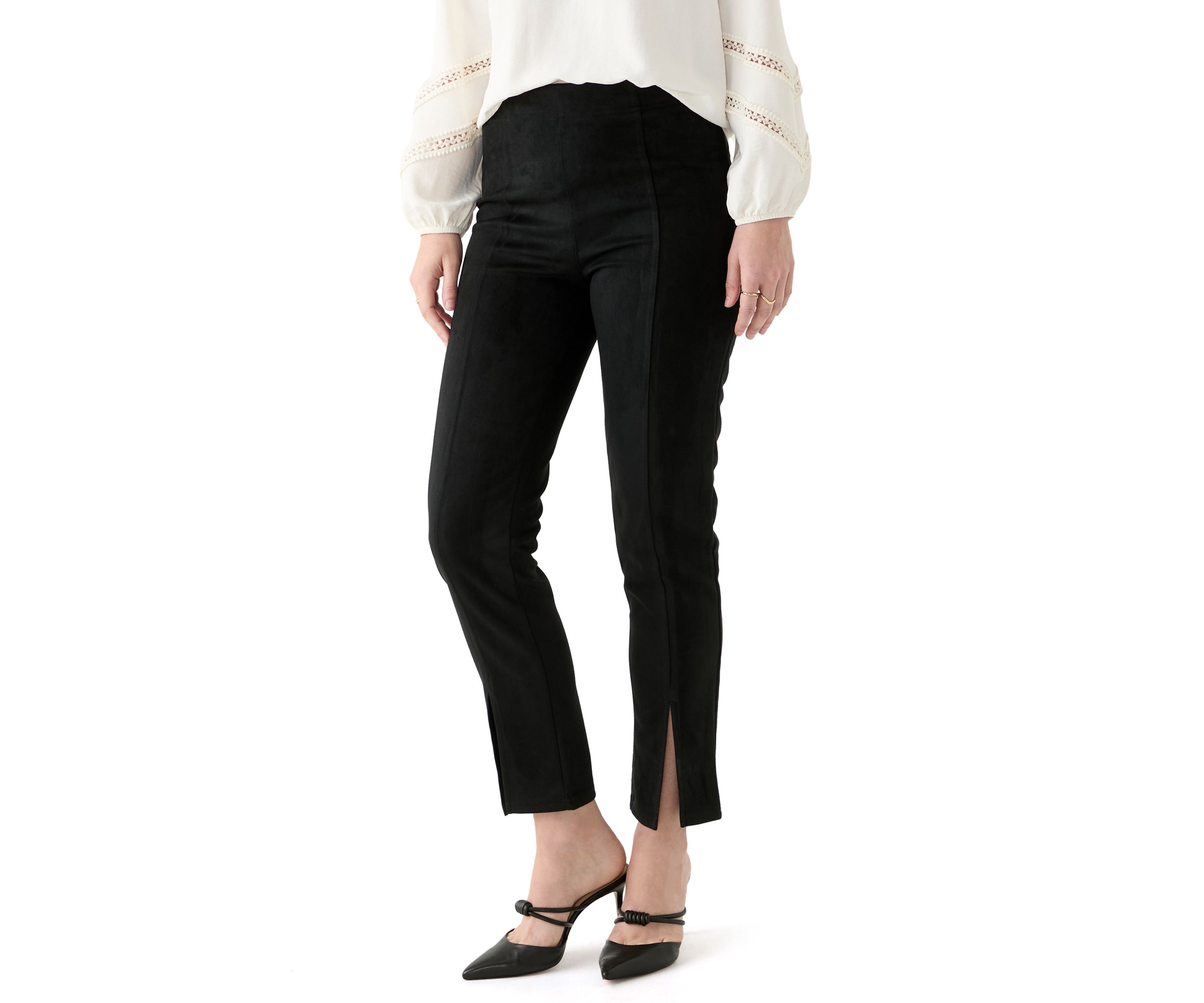 Womens High Rise Suede Straight Leg Leggings