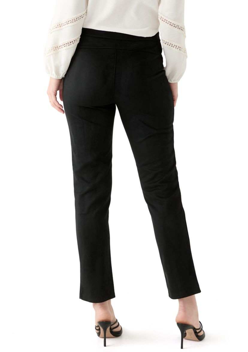 Womens High Rise Suede Straight Leg Leggings
