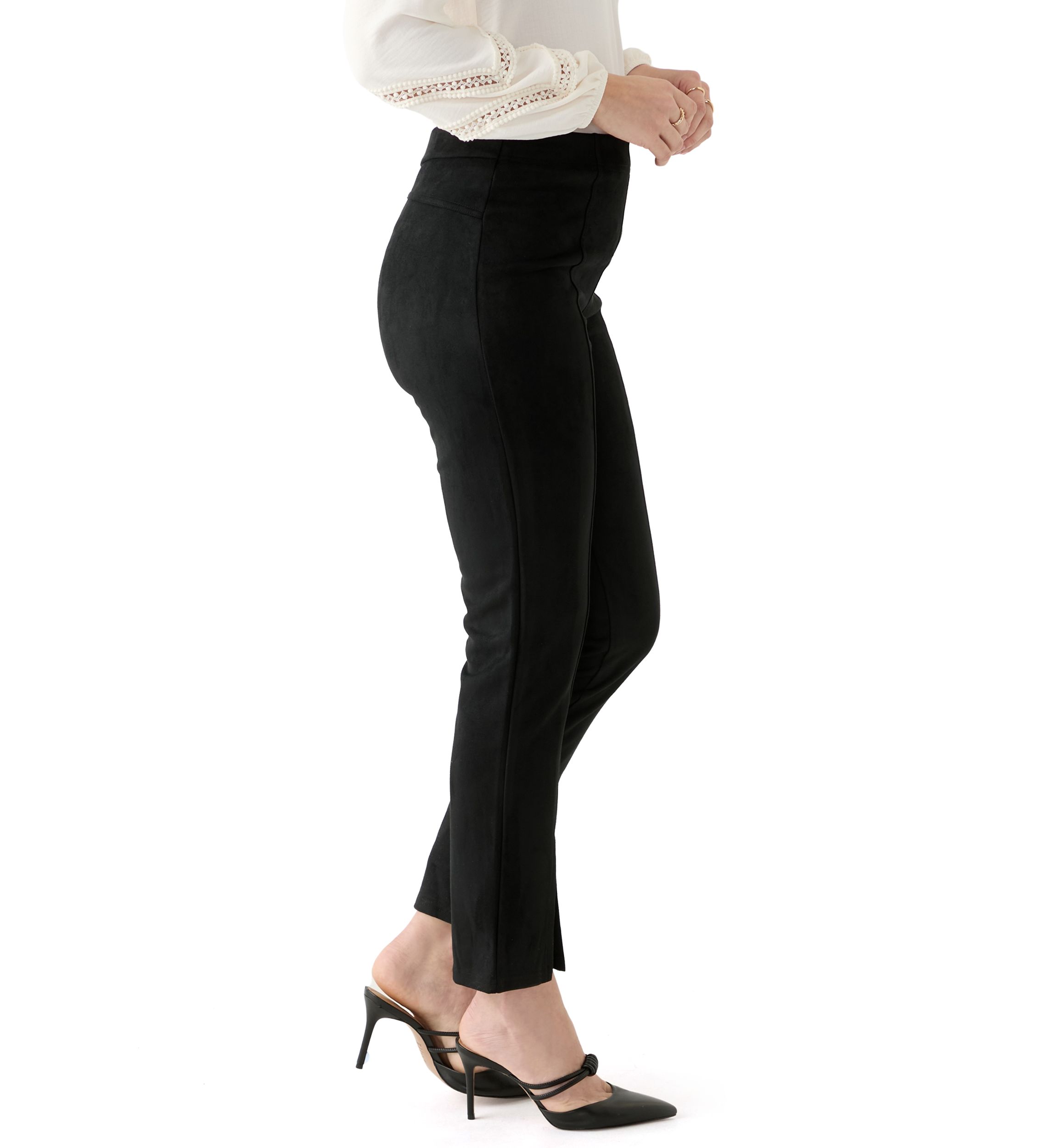 Womens High Rise Suede Straight Leg Leggings