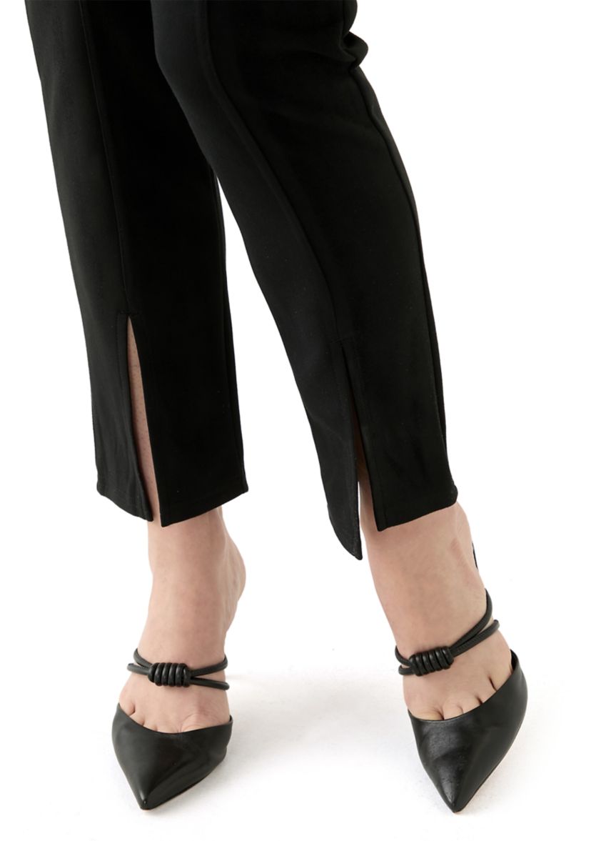 Womens High Rise Suede Straight Leg Leggings